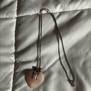 Elegant Pink Heart Pendant Necklace stirling silver